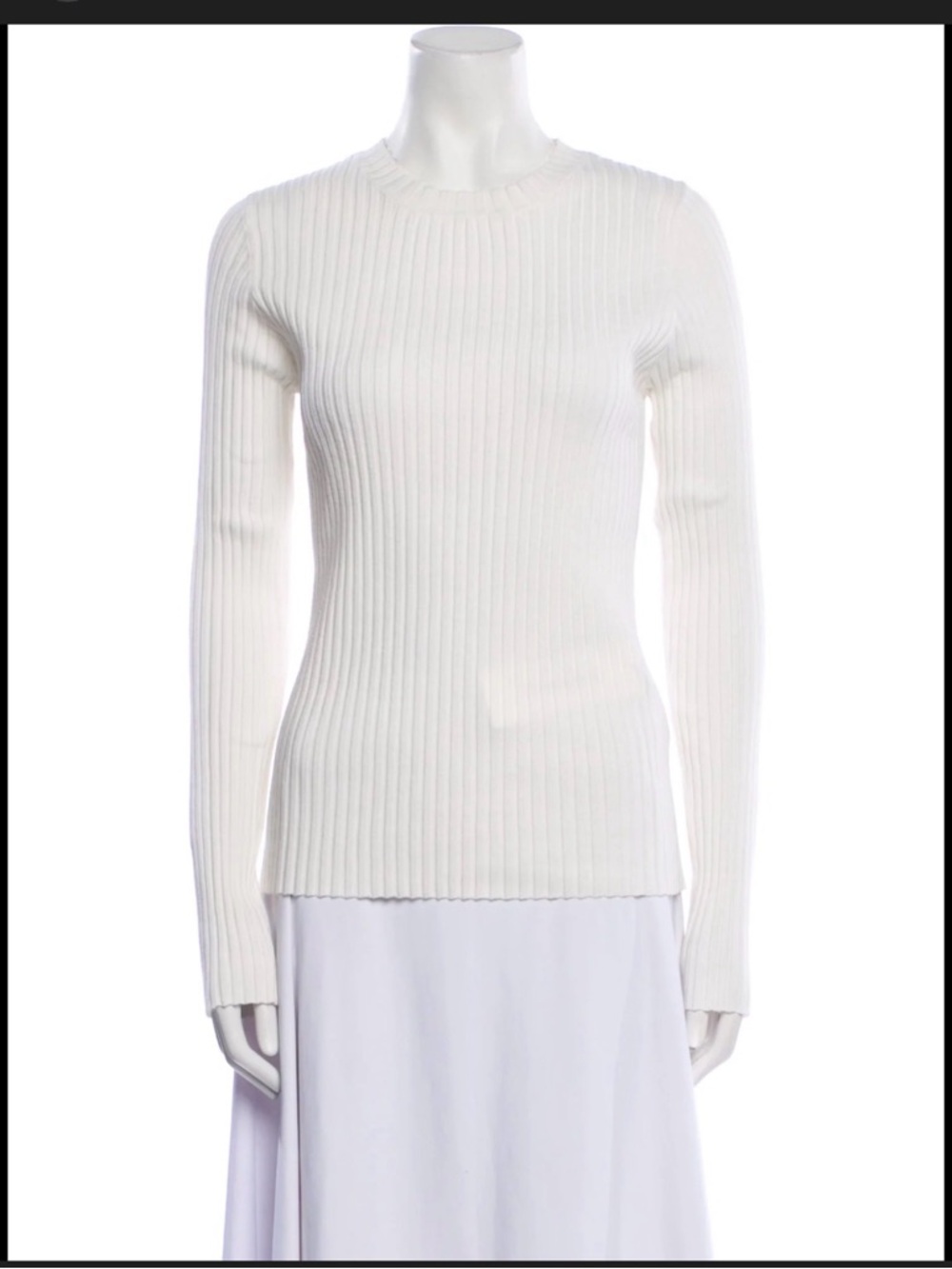 Anine Bing White Ribbed Cotton Crew Top